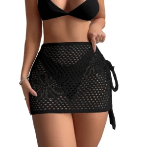 Women Bikini Cover Ups Skirt Summer Crochet Cutout Swimsuit Bottom Cover up for Beach Swimwear Bathing Suit
