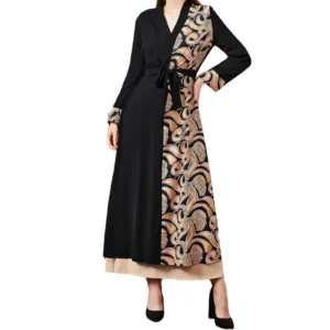 Elegant Floral Print Maxi Dress with Bell Sleeves and Waist Tie for Women Perfect for Any Occasion and Season