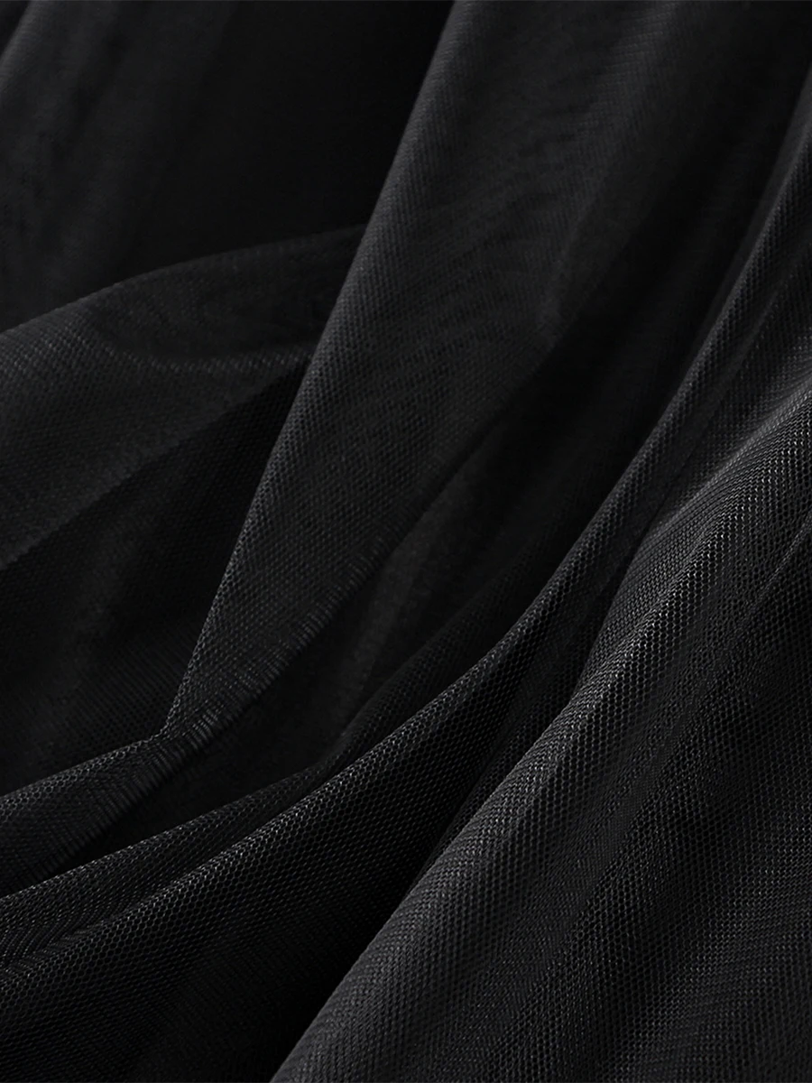 Women’s Tulle Long Skirts Elastic High Waist Ruffle Hem Tutu Skirts Fluffy A-line Midi Skirts - Image 11