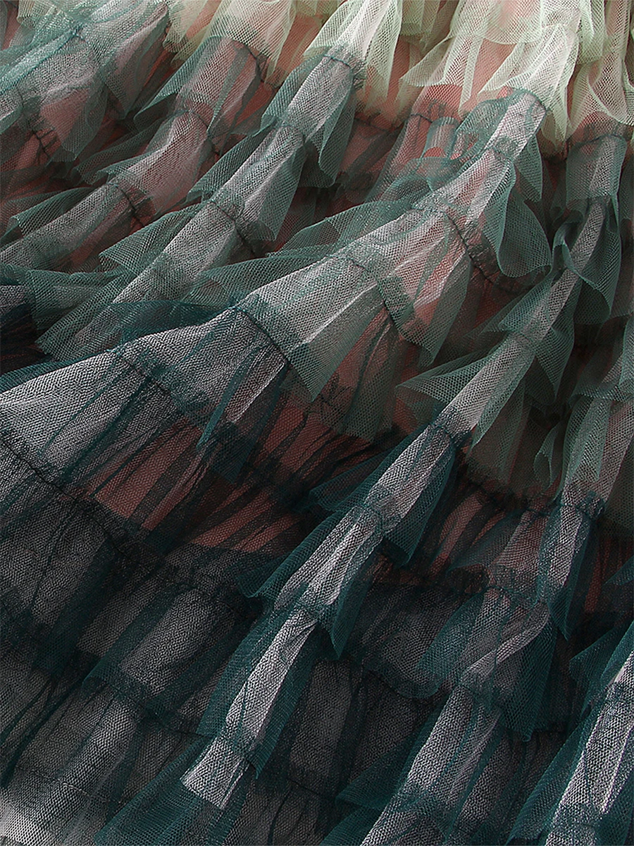 Women Tulle Tutu Skirt Multilayer Casual Gradient Color Elastic Mesh Princess Skirt for Streetwear - Image 6